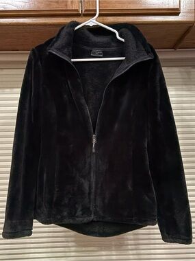 32 Degrees Black Plush Zip-Up Teddy Jacket